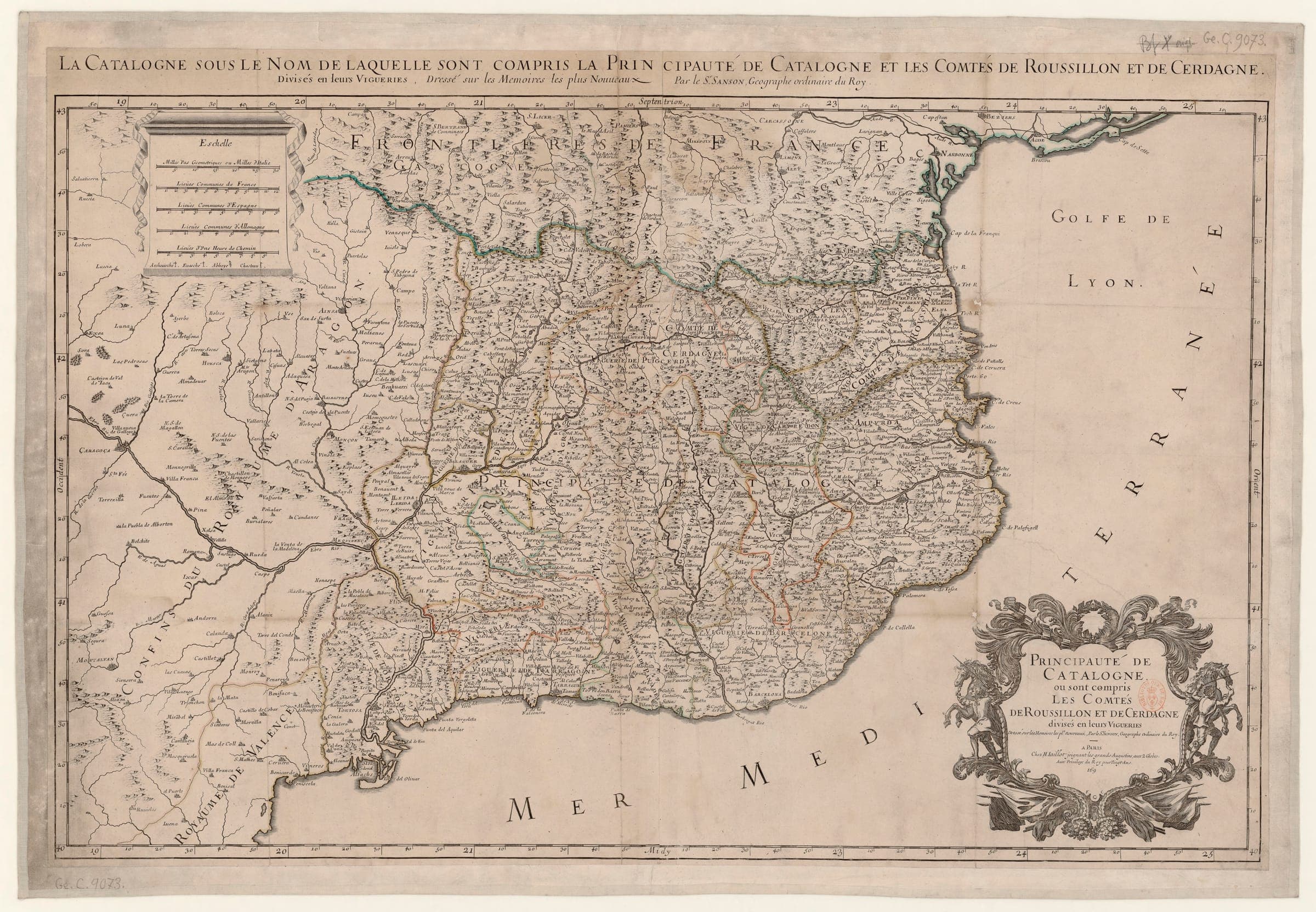 Principauté de Catalogne où sont compris les comtés de Roussillon et de Cerdagne (c. 1690)