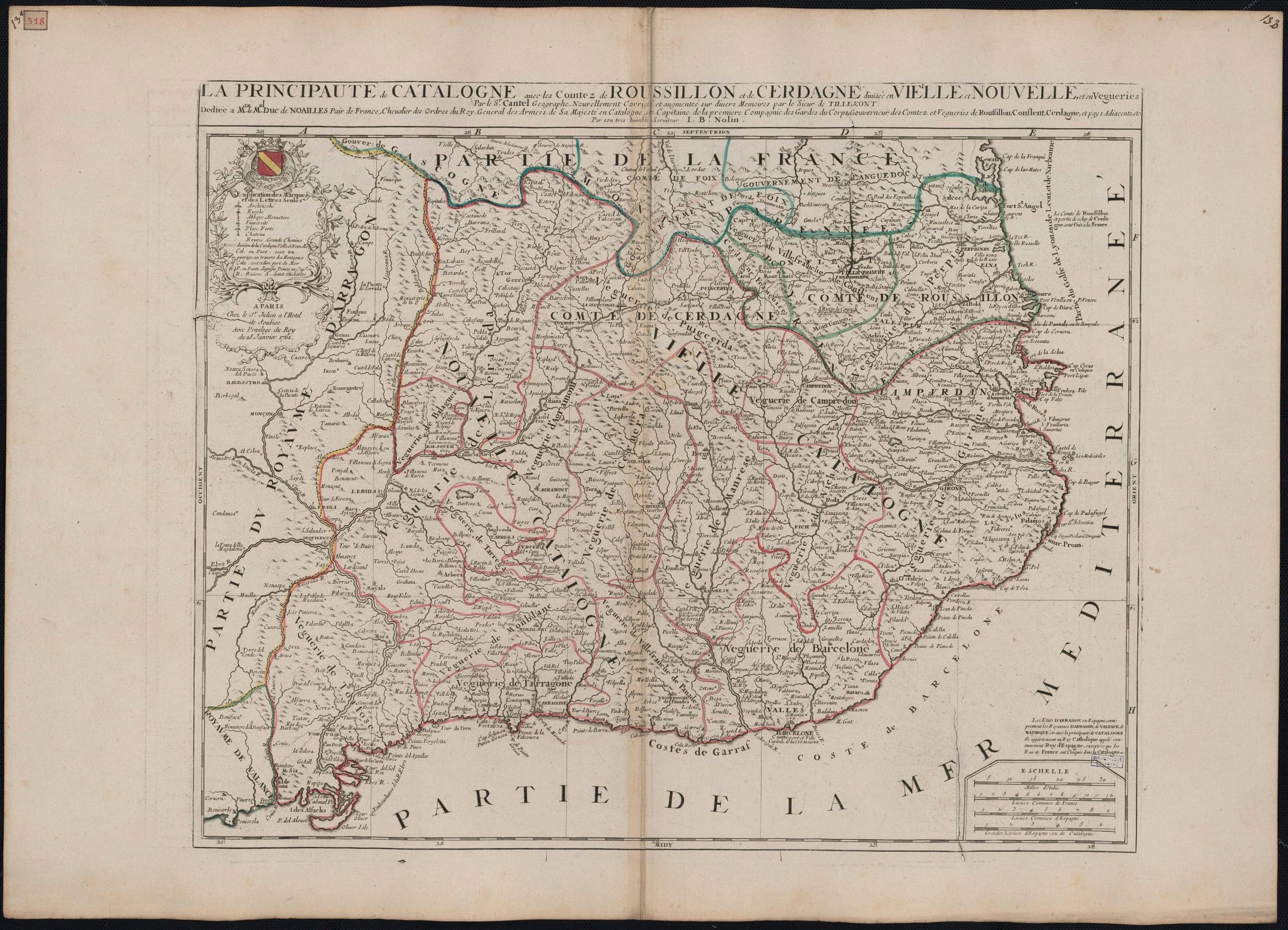 La Principauté de Catalogne avec les comtez de Roussillon et de Cerdagne (c. 1685)