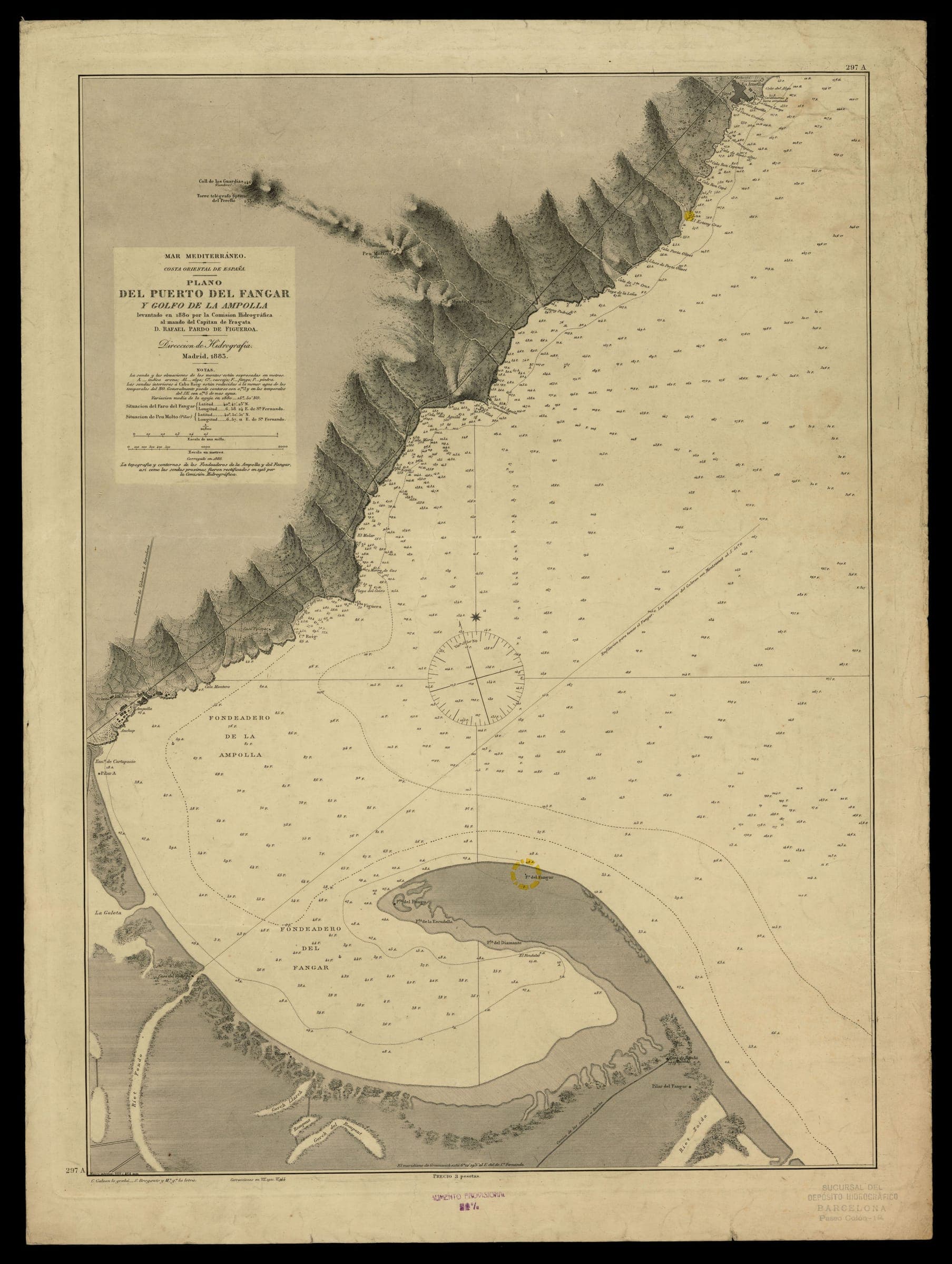 Plano del Puerto del Fangar y Golfo de la Ampolla (1880/1883)
