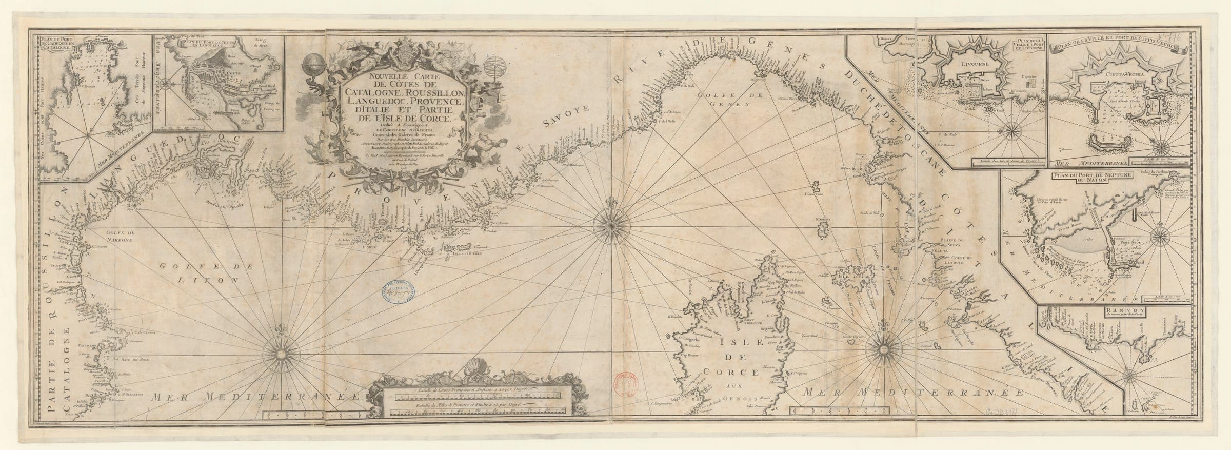 Nouvelle carte de costes de Catalogne, Roussillon, Languedoc, Provence (1718)