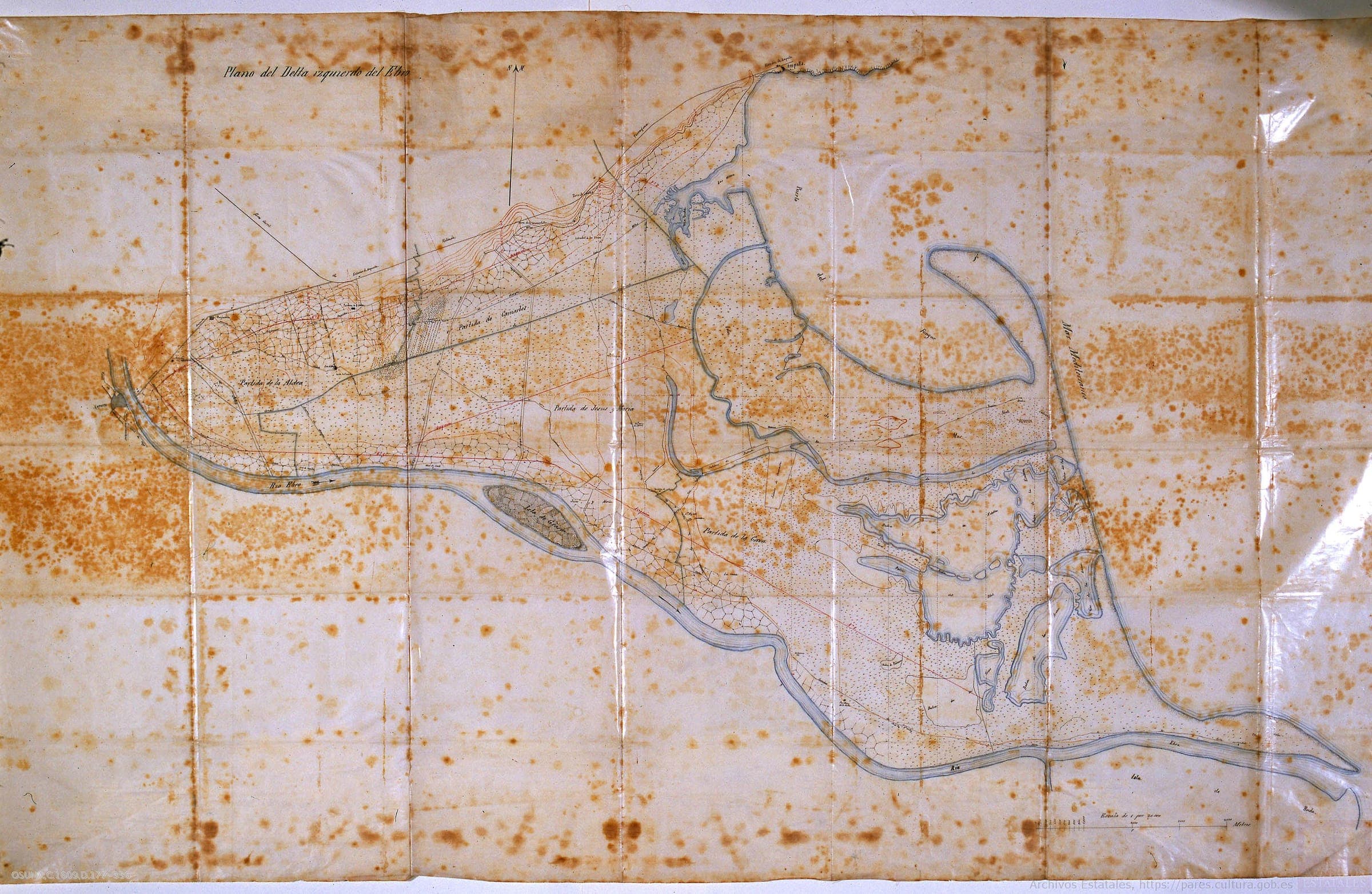 Plano del delta del Ebro / Carlos Gaurán (c. 1860)