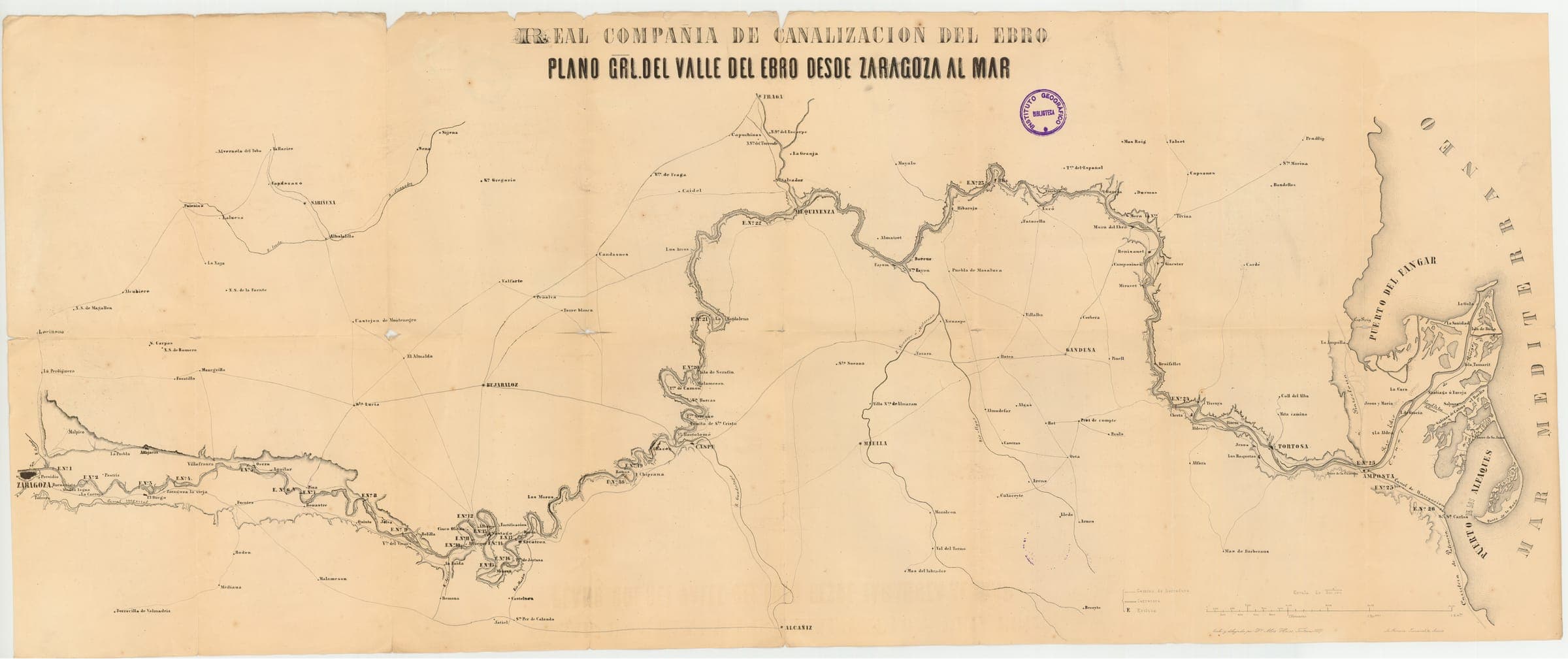 Plano general del Valle del Ebro desde Zaragoza al Mar (1857)