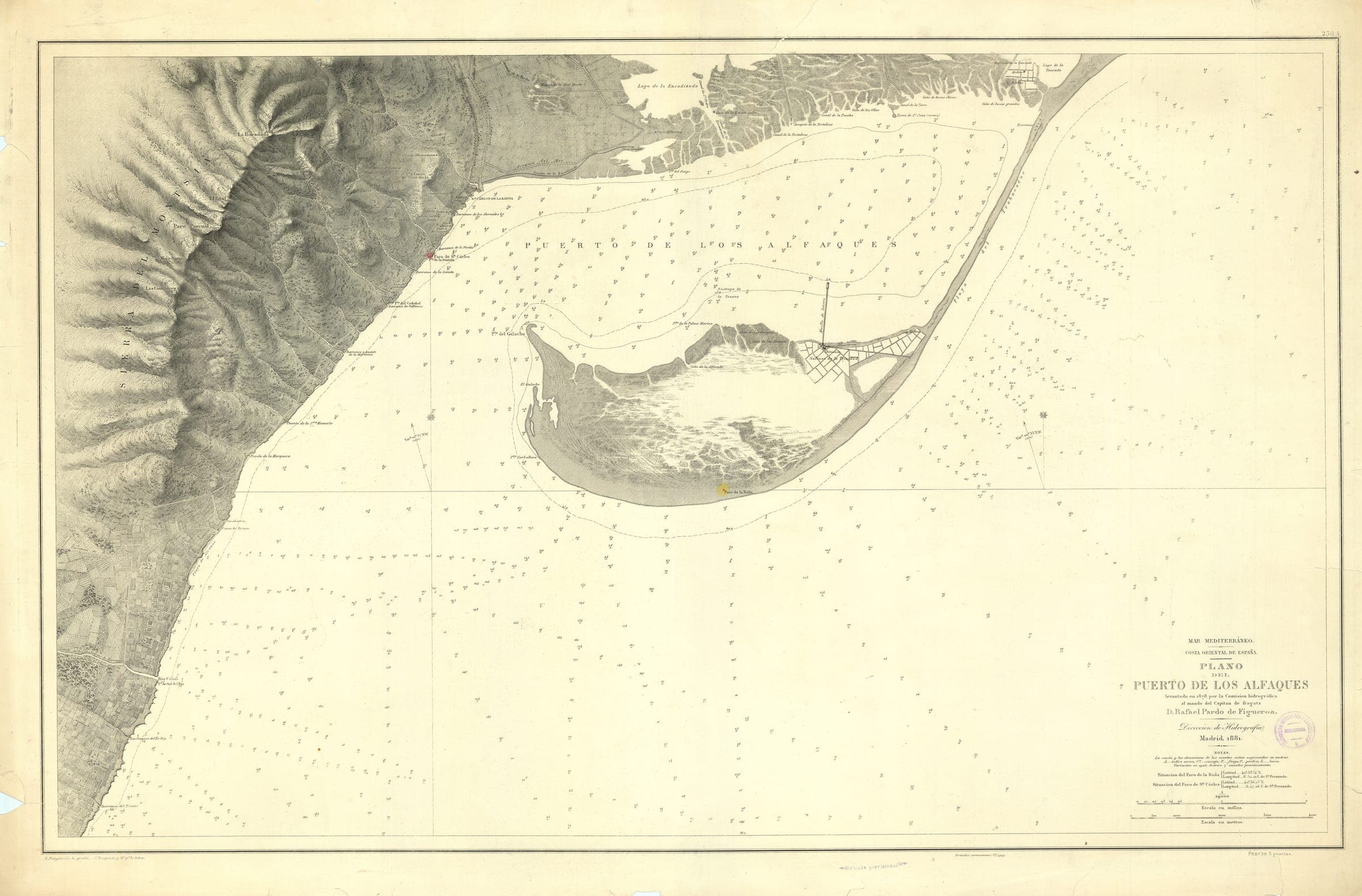 Plano del Puerto del Fangar y Golfo de la Ampolla (1883)